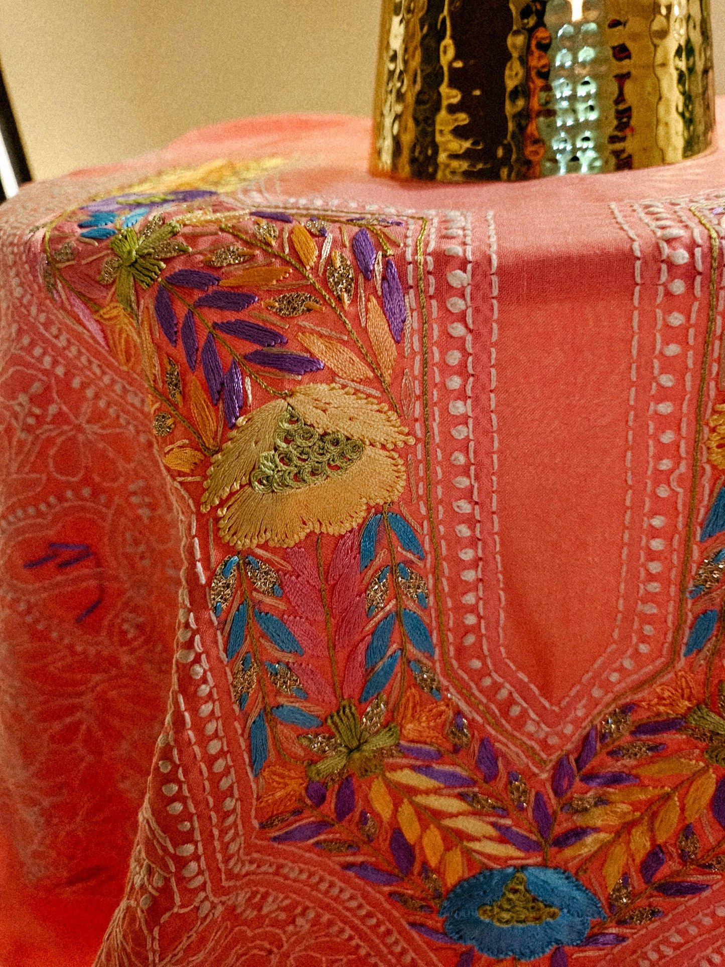 Parsai gara embroidered chikankari shirt