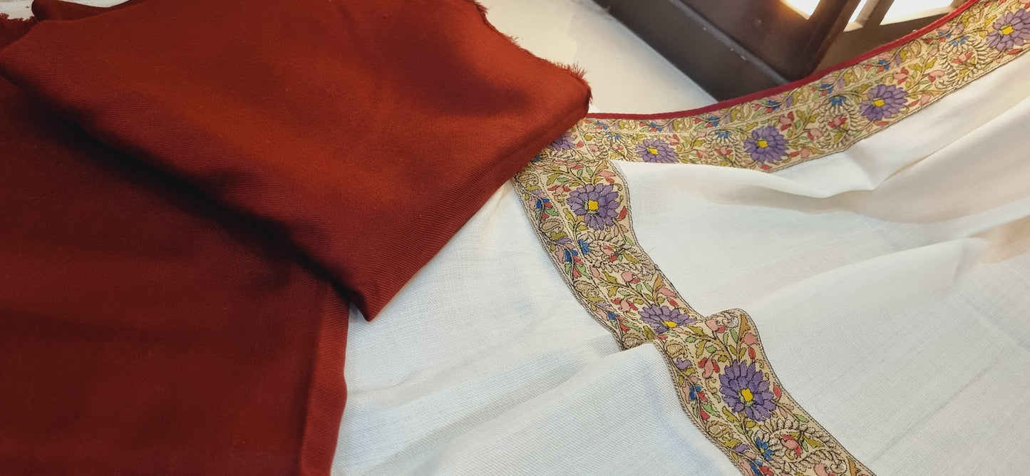 Pashmina kalamkar with plain suit