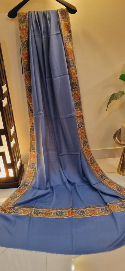 Pashmina with kalamkar and swarovski border
