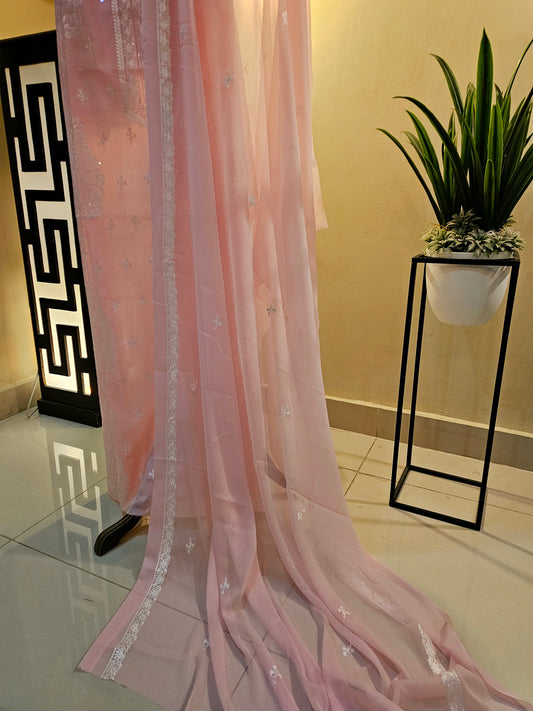 Lawn embroidered three piece suit