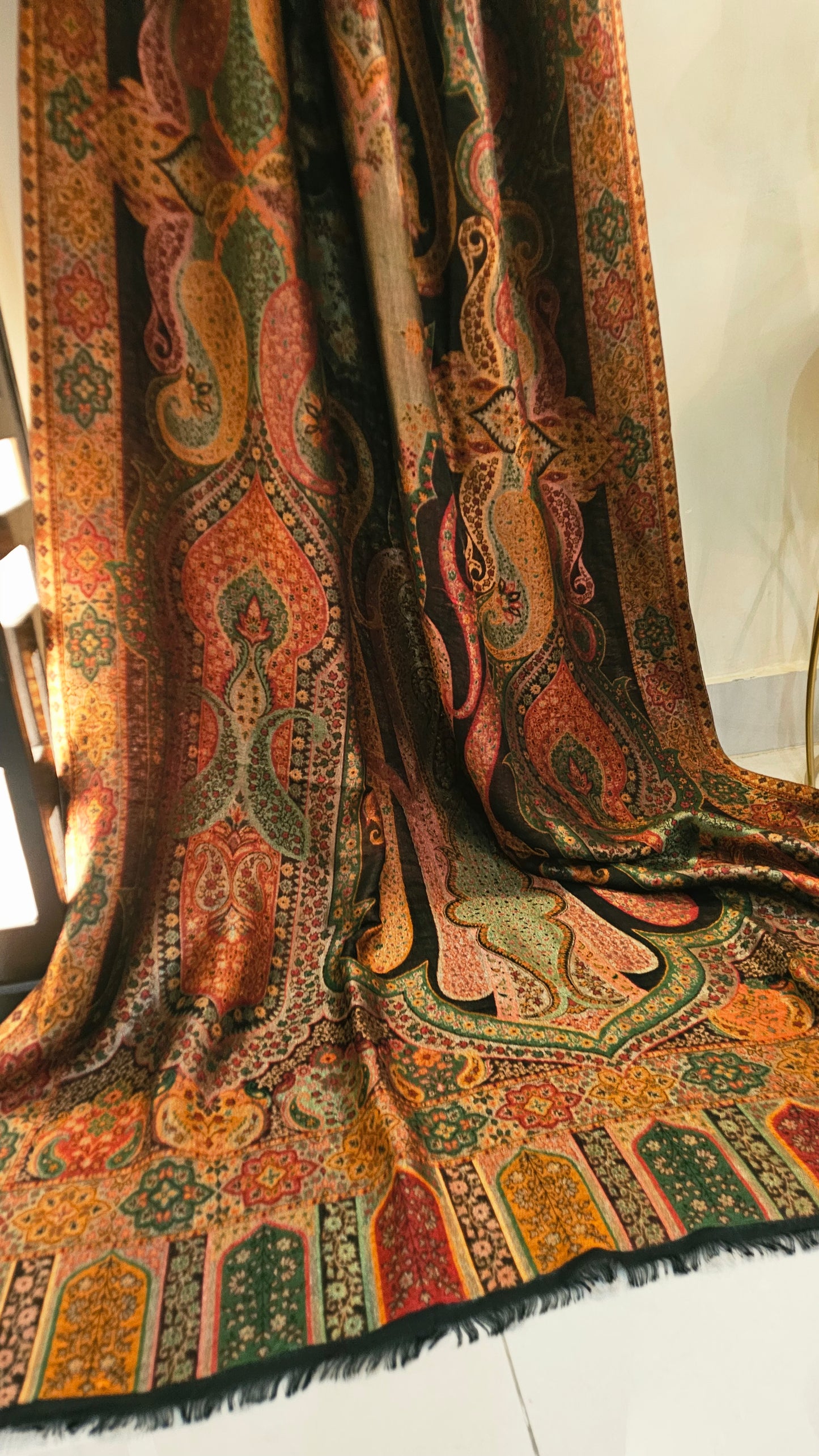 Reversible moonlight gandhara kaani shawl: Pashmina