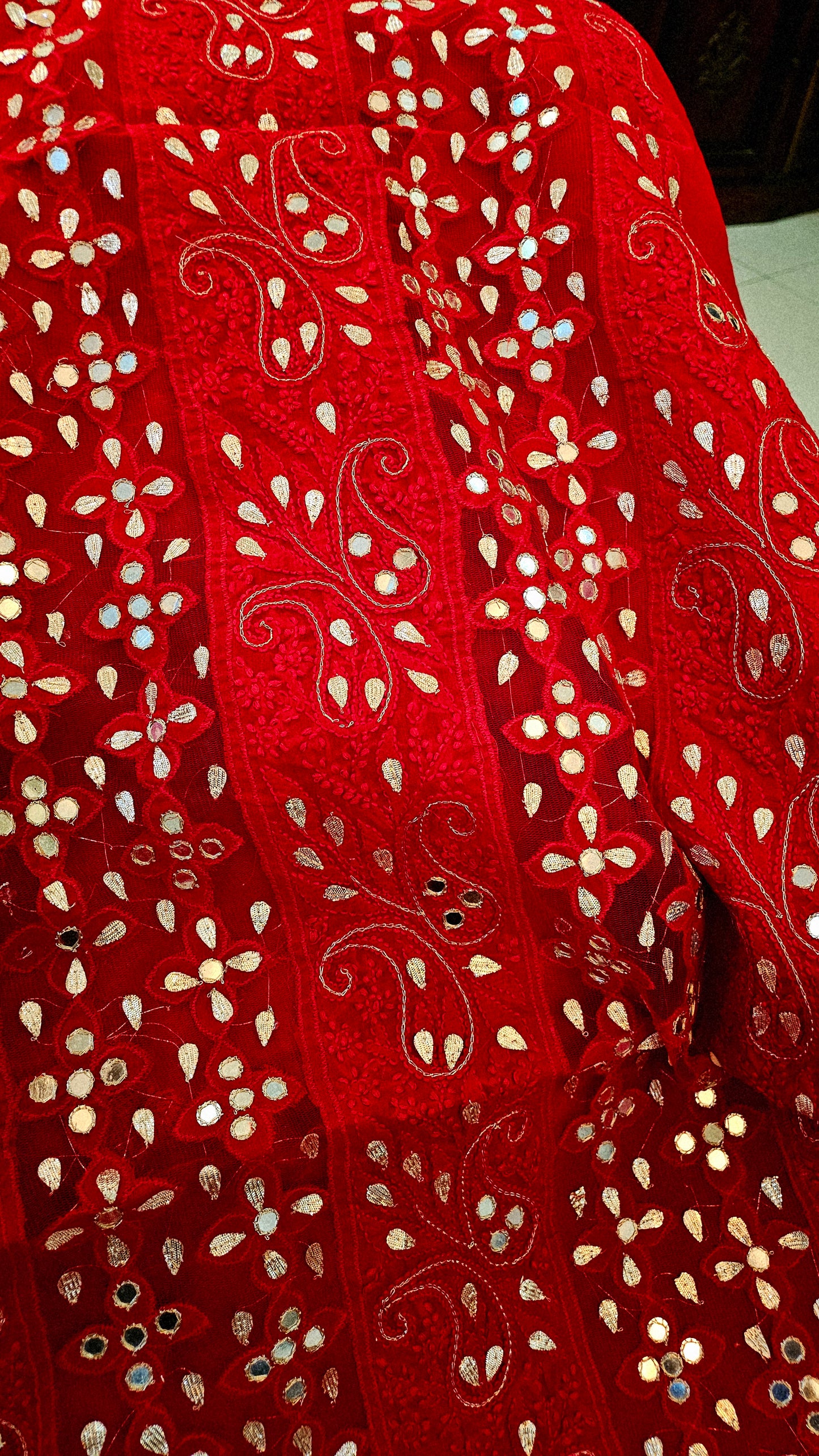 Chikankari with gota and mirror work
