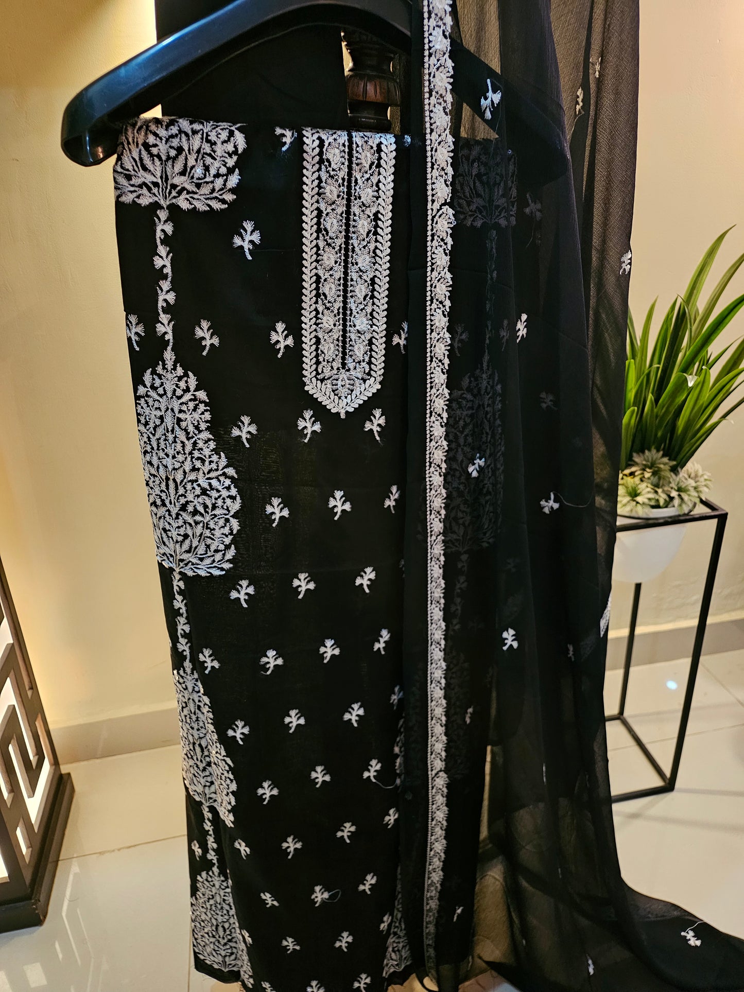 Lawn embroidered three piece suit