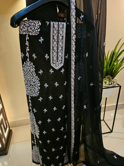 Lawn embroidered three piece suit