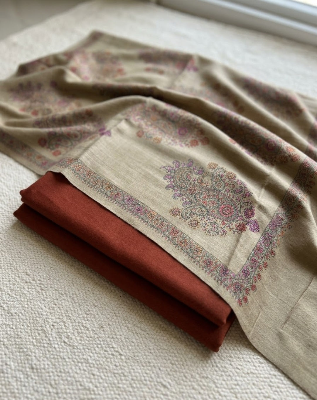 Embroidered three piece: Pashmina