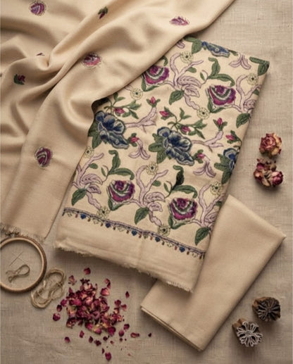 Embroidered three piece: Pashmina