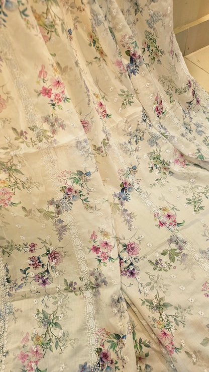 Lawn chikan embroidered printed shawls
