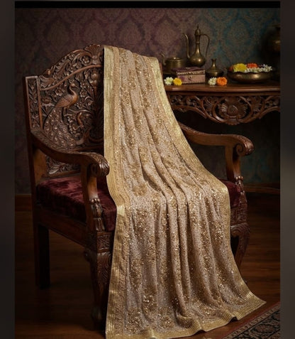 Silk zardozi shawl