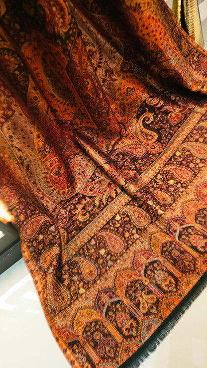 Moonlight reversible gandhara kaani: Pashmina