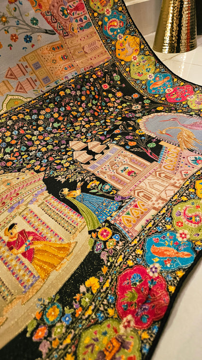 Meenakari minishawl: patola silk