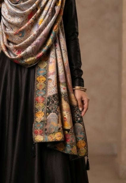 Meenakari minishawl: patola silk