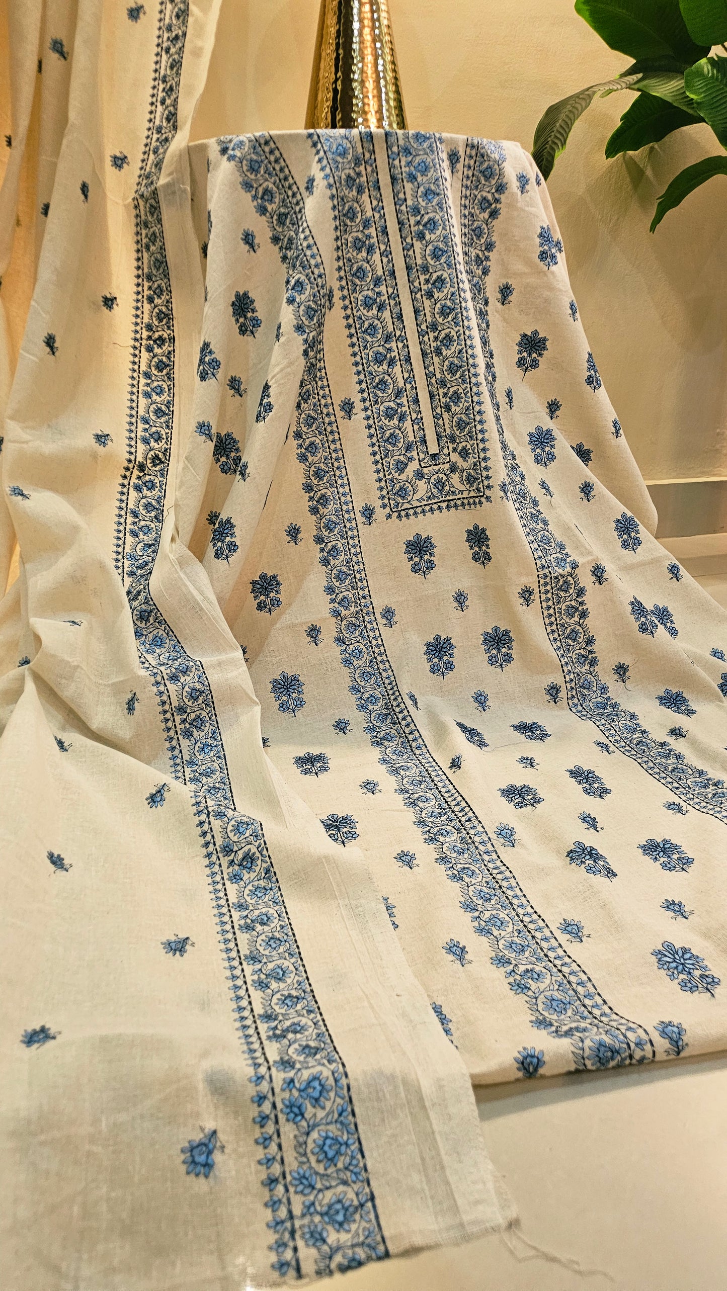 Embroidered three piece: Karandi khaddar