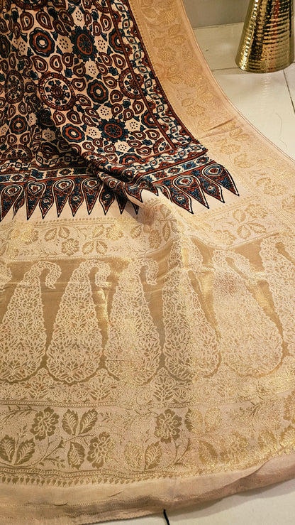 Formal ajrak shawl: Monga silk