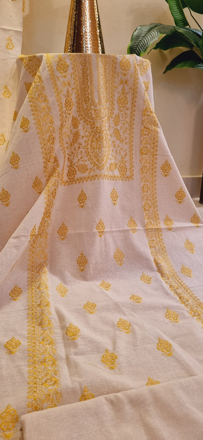 Khaddar karandi embroidered three piece