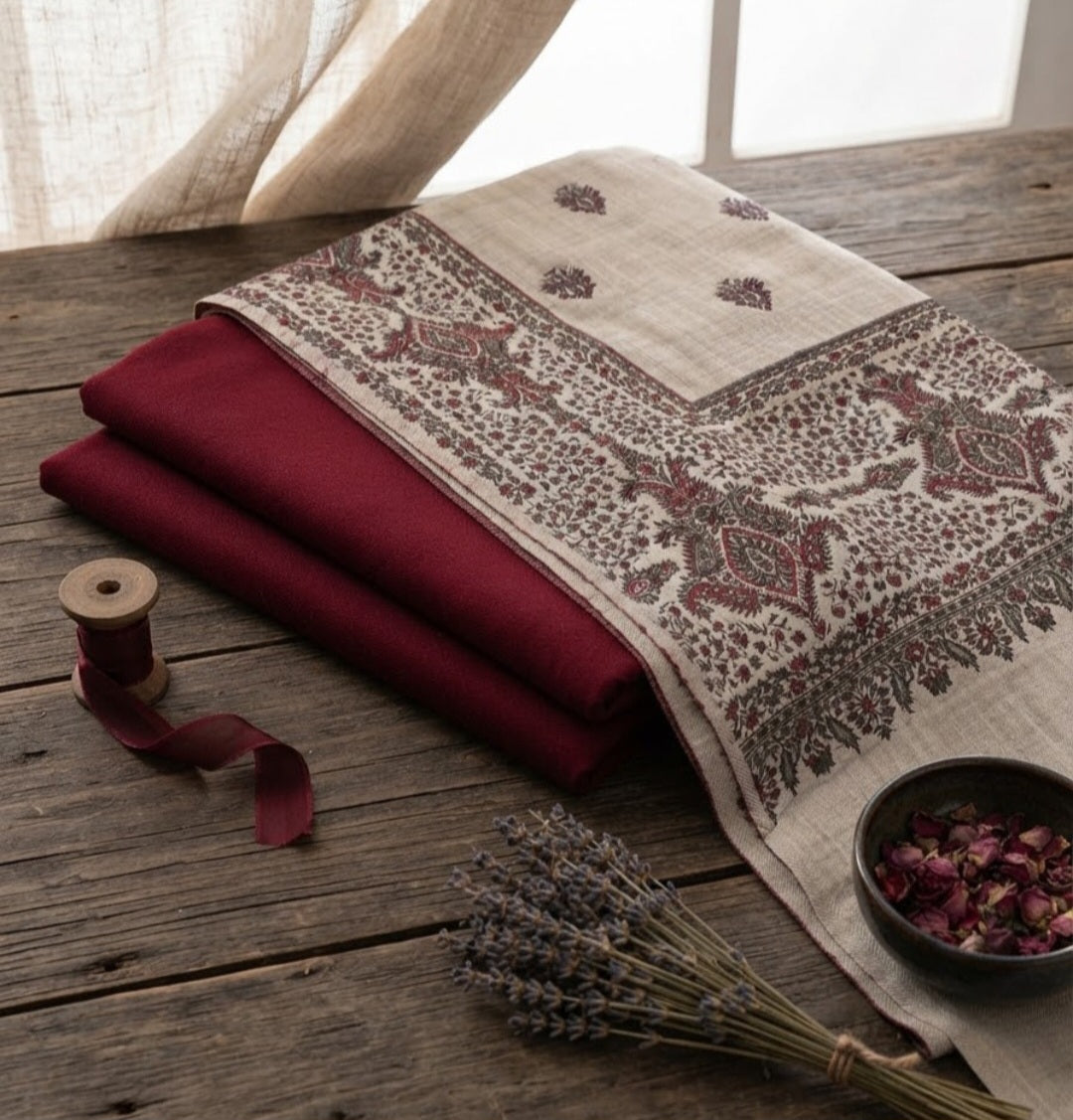 Kaani three piece: Pashmina