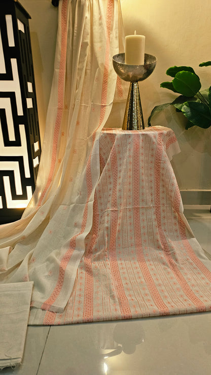 Embroidered three piece: Karandi khaddar