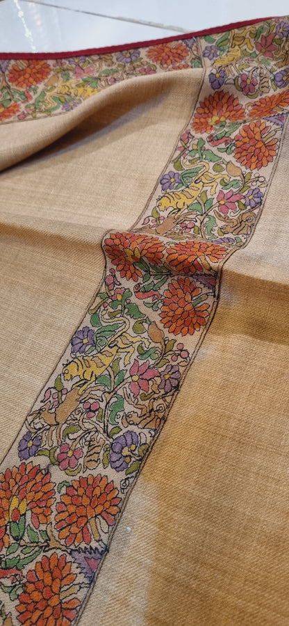 Pashmina shawl with kalamkar border