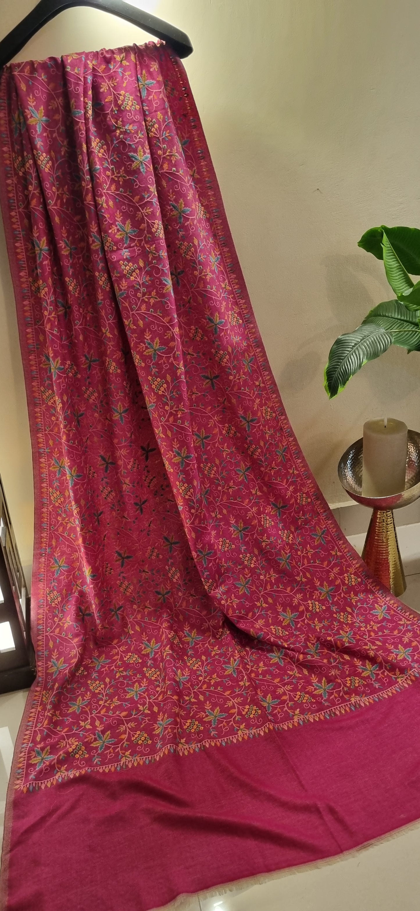 Reversible papermachi embroidered toosh shawl