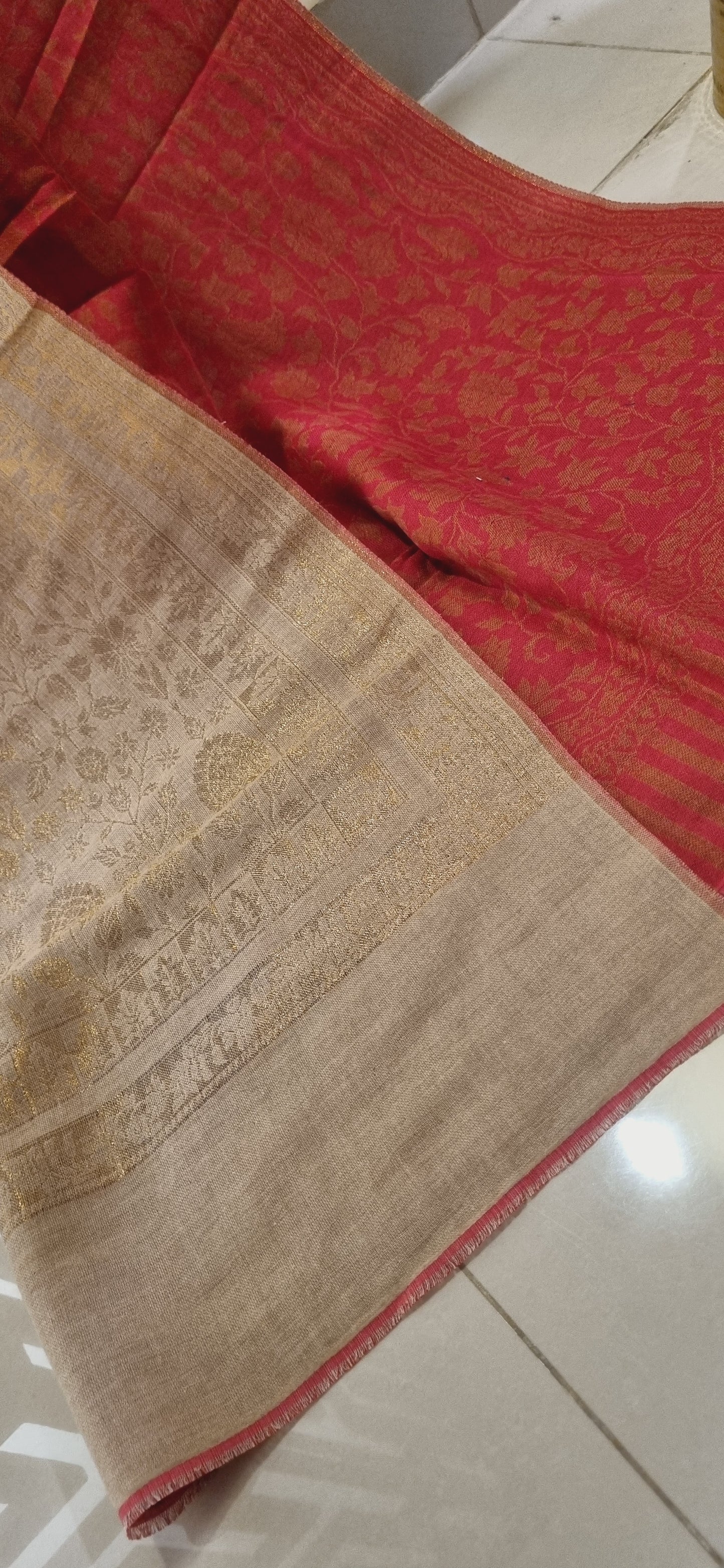 Reversible pashmina kaani shawls
