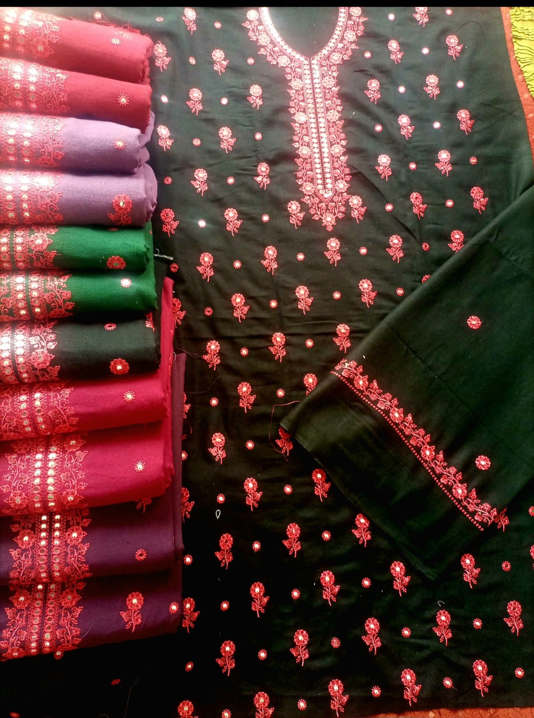 Embroidered suit: Karandi khaddar