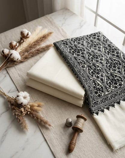 Embroidered three piece: Pashmina