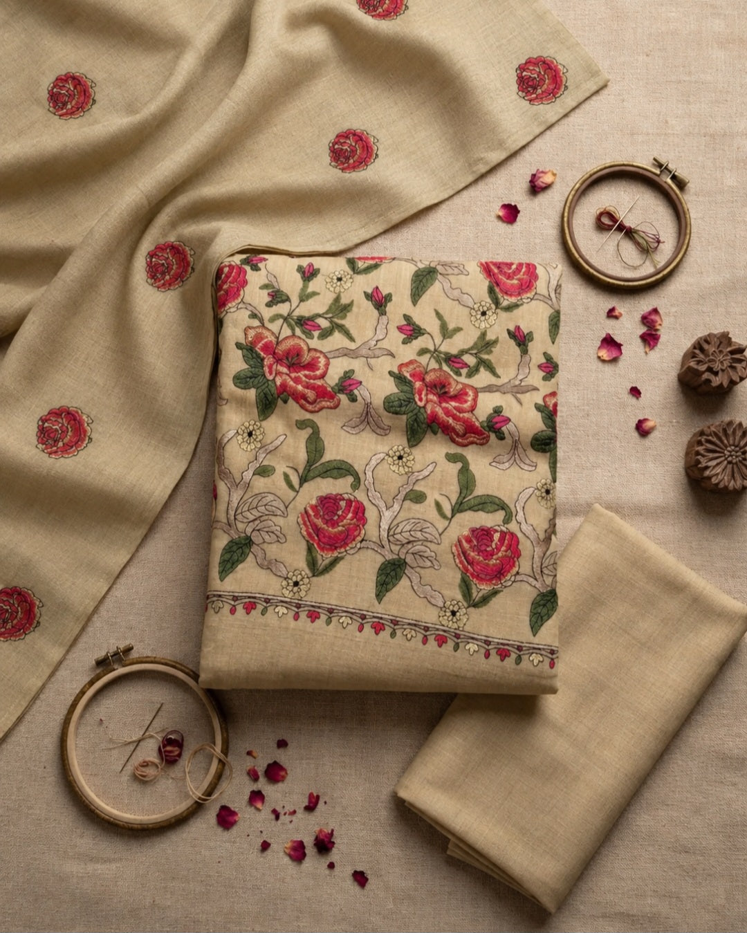 Embroidered three piece: Pashmina