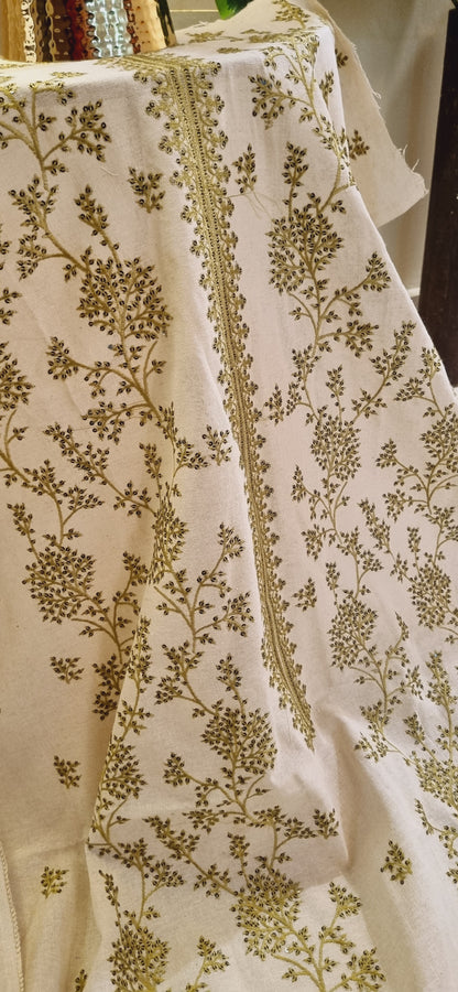 Khaddar karandi embroidered three piece suit