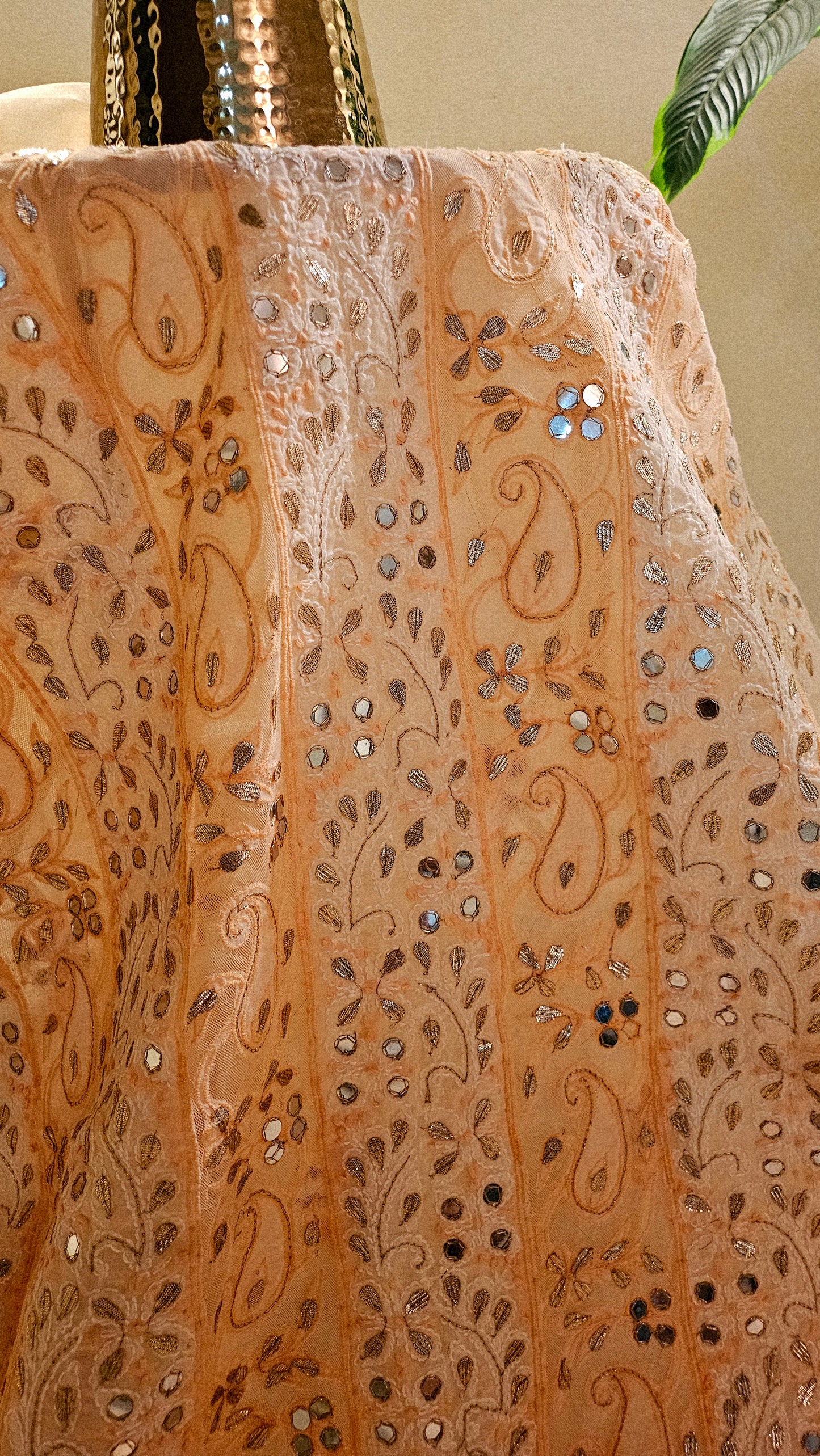 Chikankari shirt with gota and mirror work