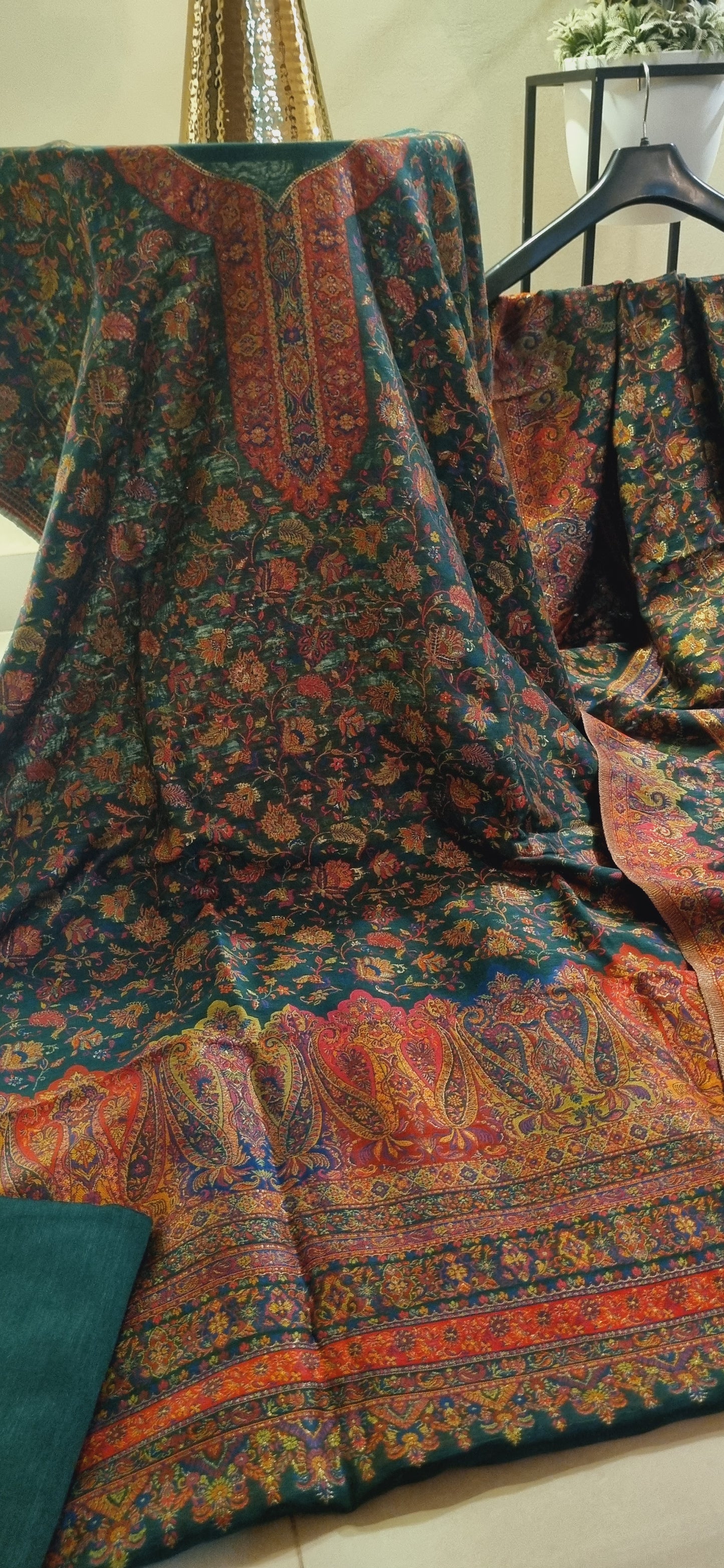 Three piece silk kaani suit