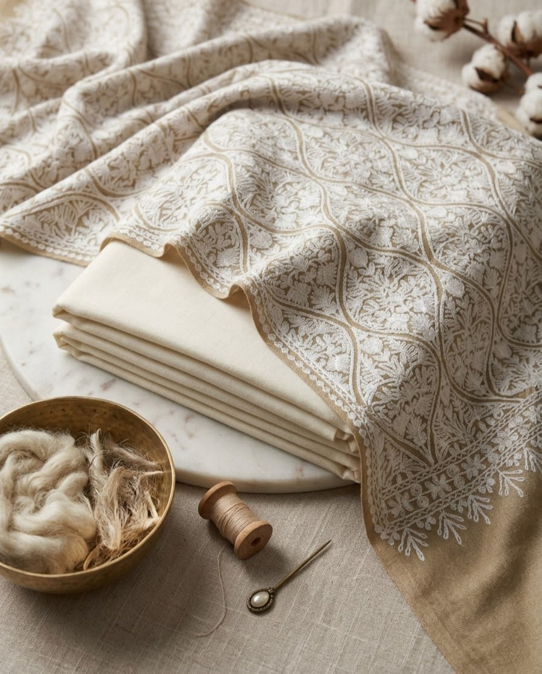 Embroidered three piece: Pashmina