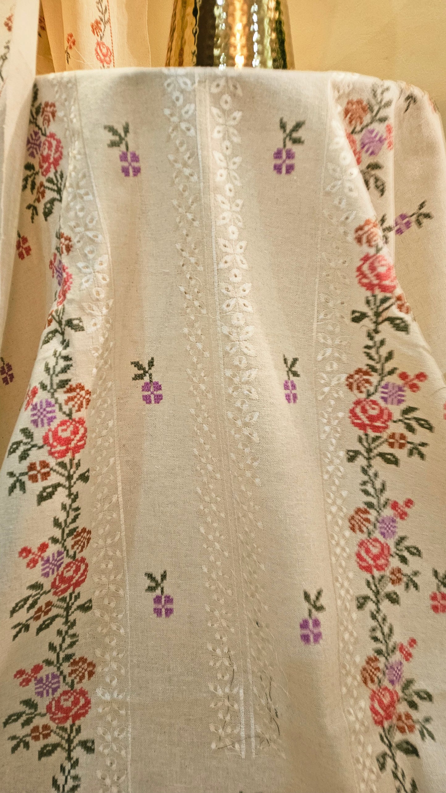Embroidered three piece: karandi khaddar