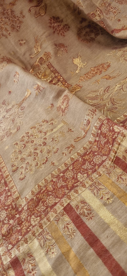Tajmehal kaani with zaree weave