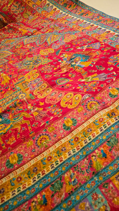 Meenakari pink Shawl: silk