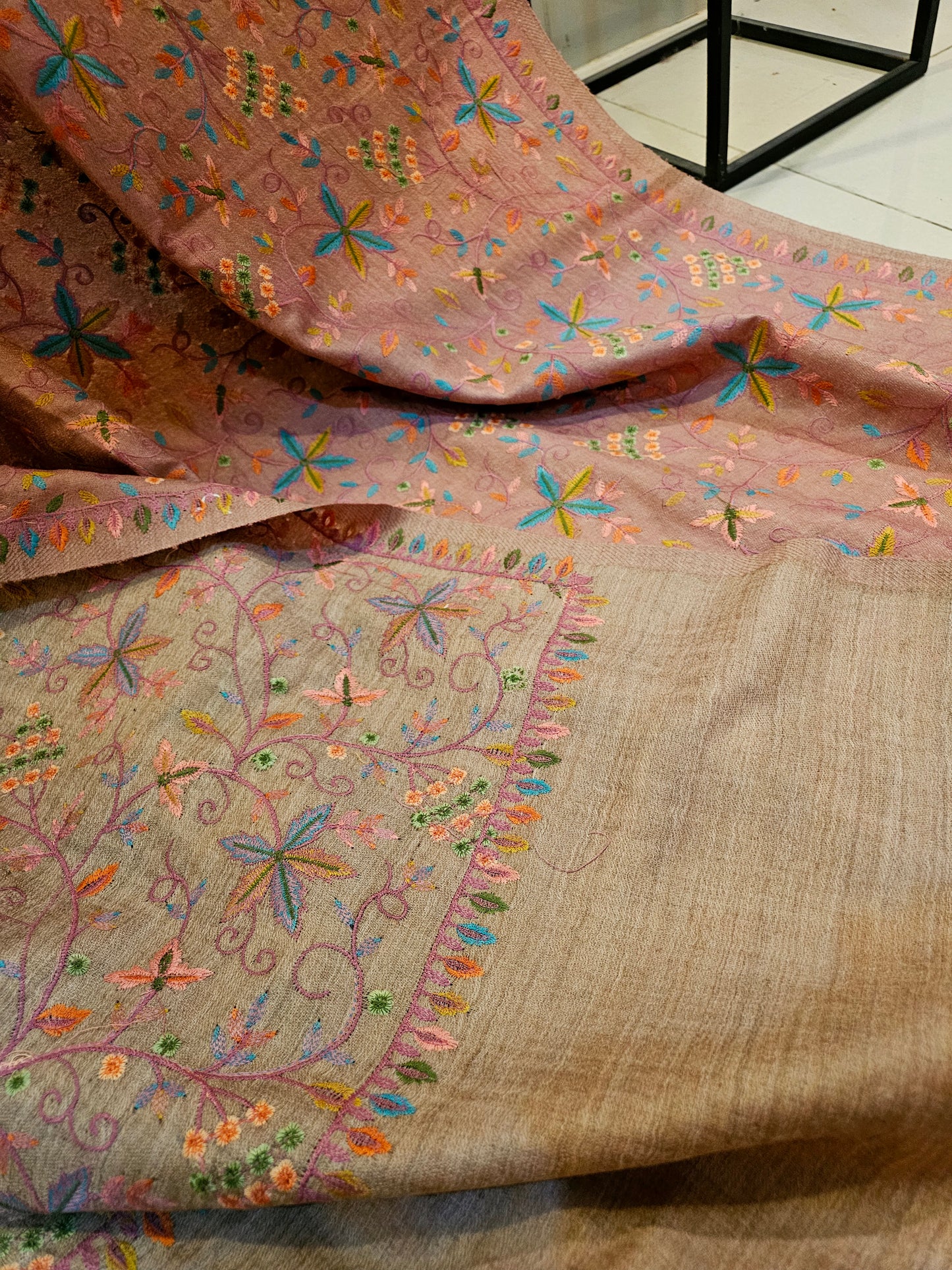 Papermachi embroidered reversible toosh shawl