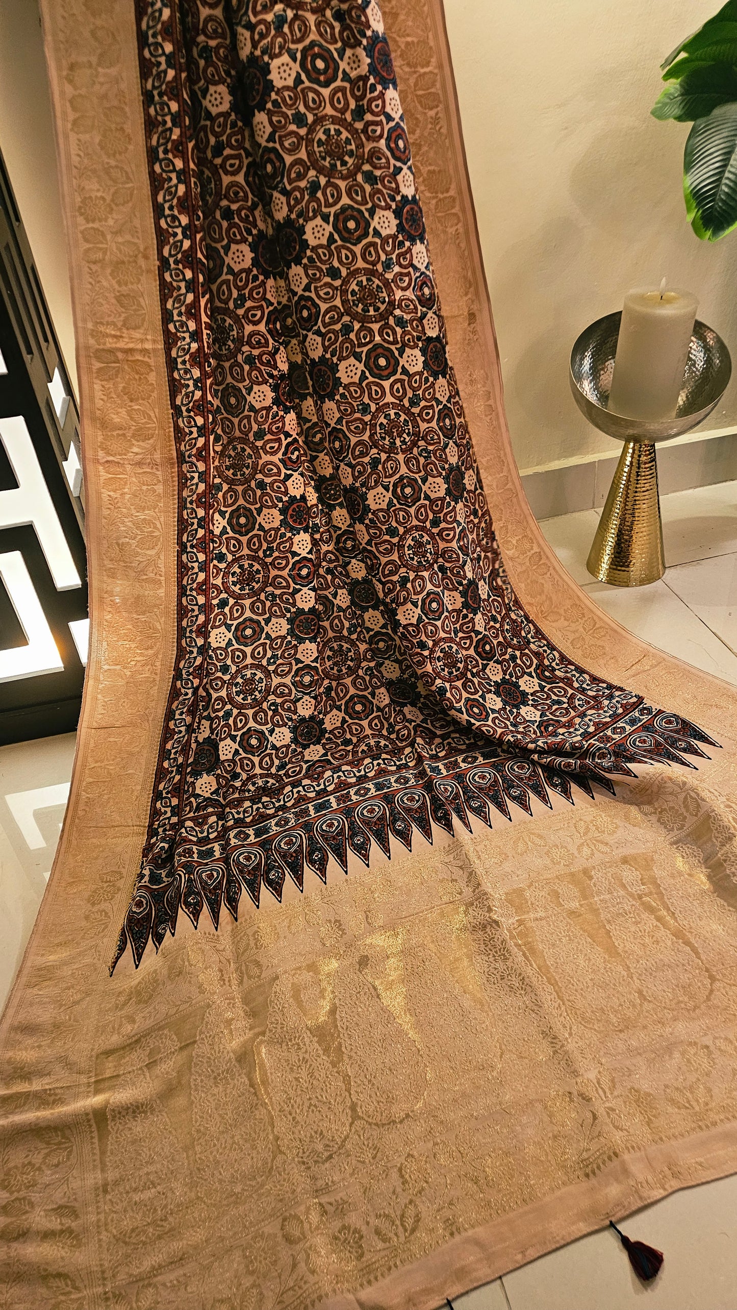 Formal ajrak shawl: Monga silk