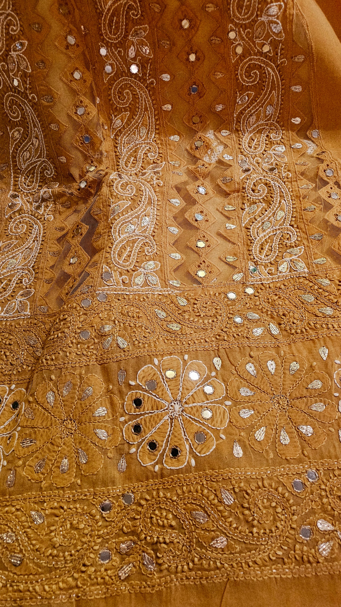 Chikankari embroidered shirt with gota and mirror work