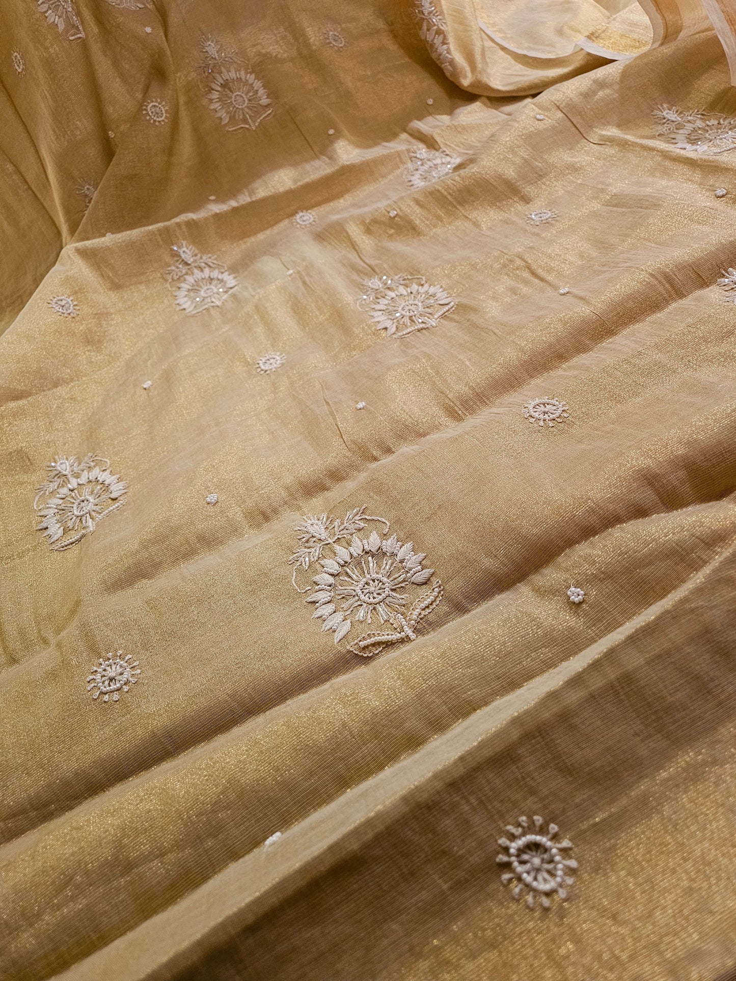 Chanderi silk chikankari suit