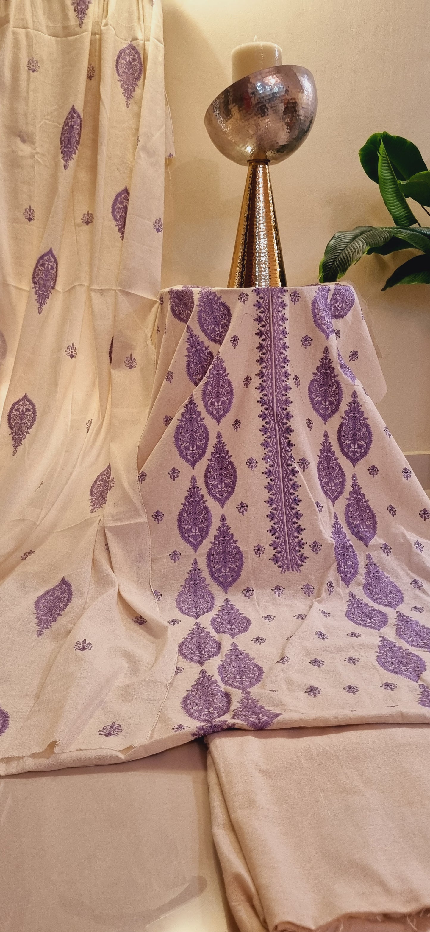 Embroidered khadar karandi suit