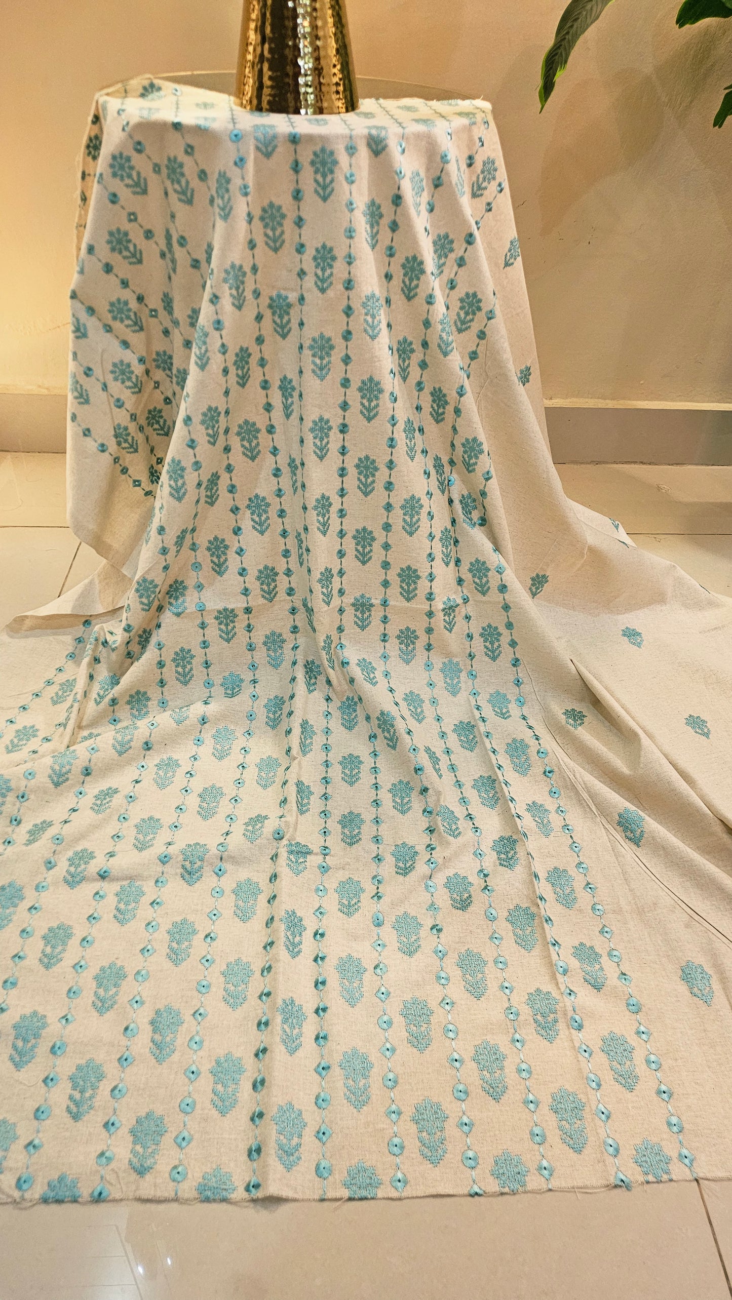 Embroidered three piece: Karandi khaddar