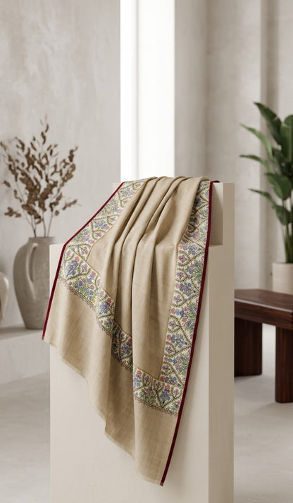 Kalamkar embroidered minishawl: pashmina