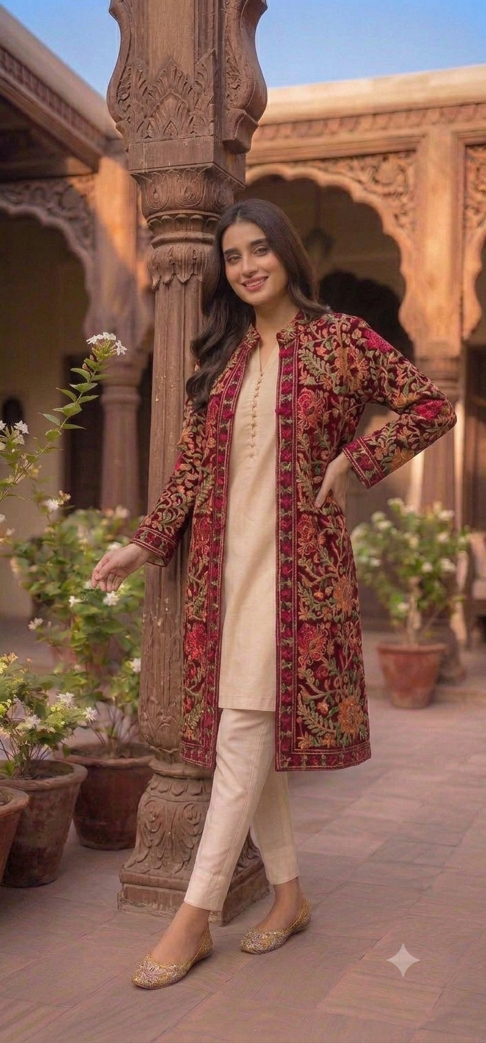 Embroidered coat: Pashmina