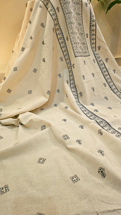 Embroidered three piece: Karandi khaddar