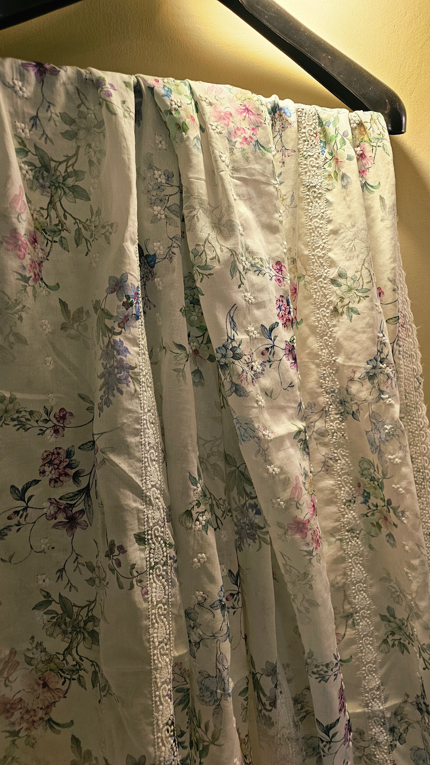 Lawn chikan embroidered printed shawls