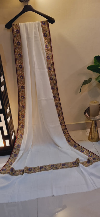 Pashmina shawl with kalamkar border