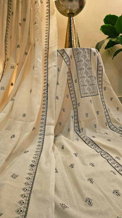 Embroidered three piece: Karandi khaddar