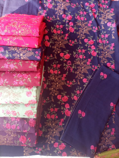 Embbroidered three piece: Karandi khaddar