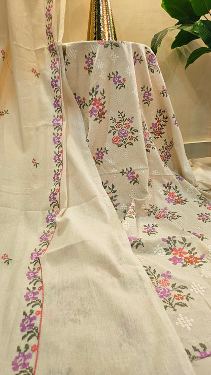 Embroidered three piece: Karandi khaddar