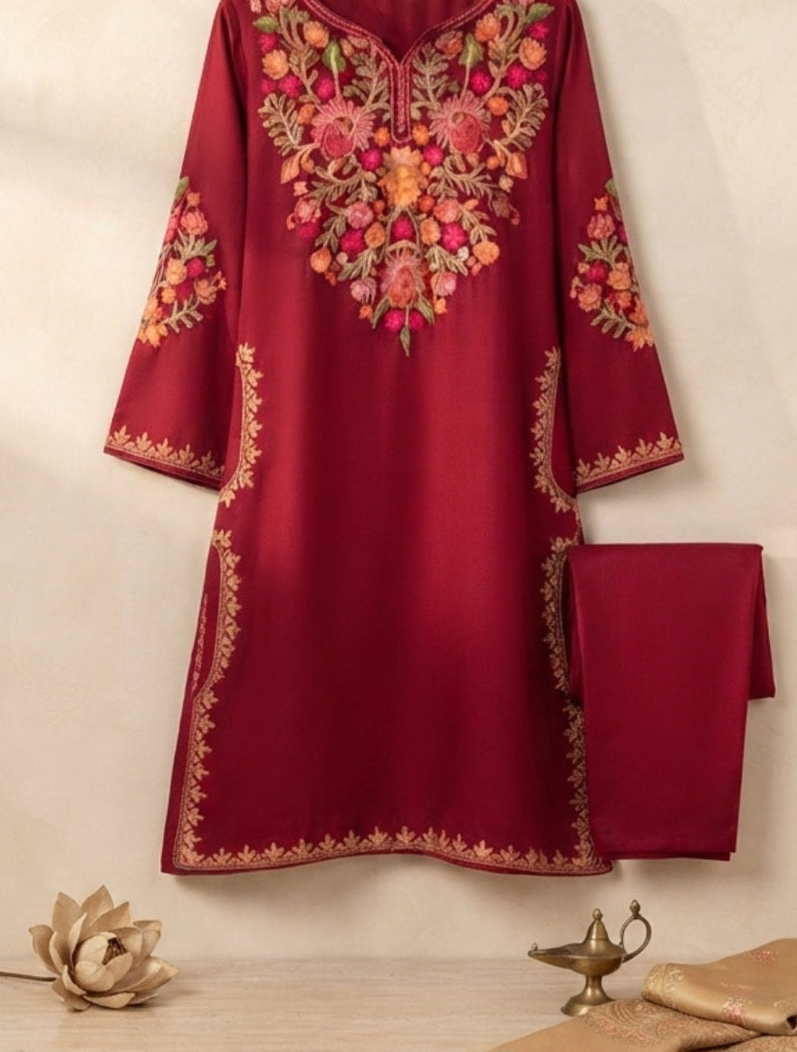 Embroidered Kurta Trouser: Pashmina