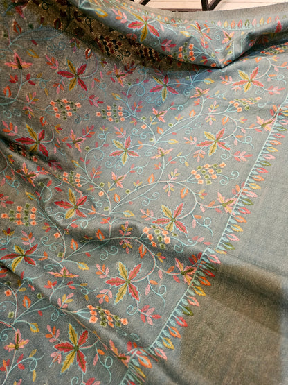 Papermachi embroidered reversible toosh shawl