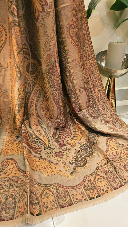 Moonlight reversible gandhara kaani: Pashmina
